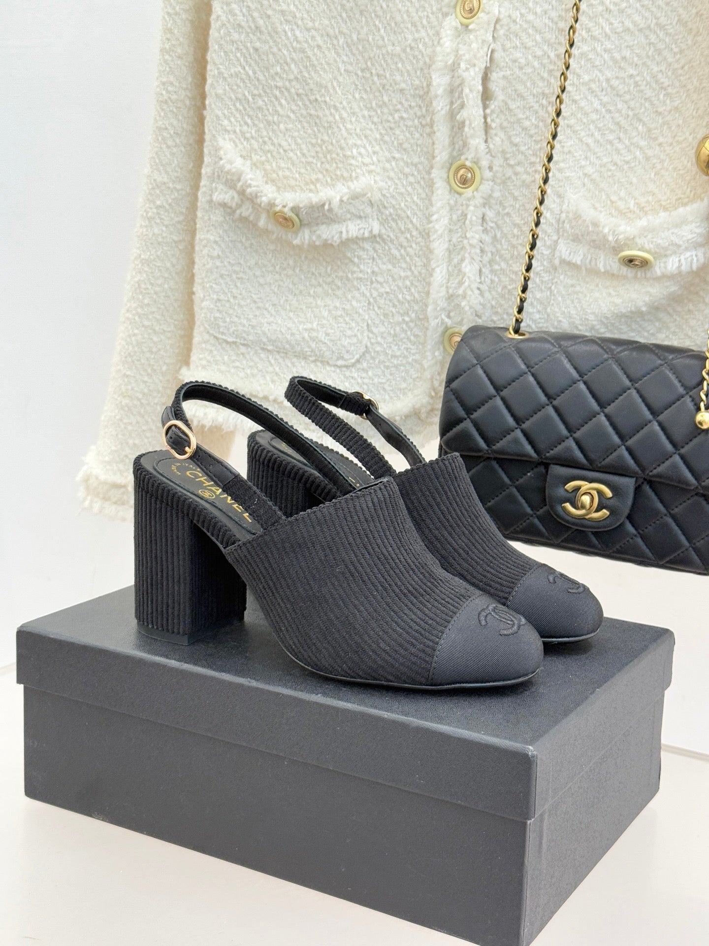 CC 26 Slingback Black Corduroy Grosgrain 609984