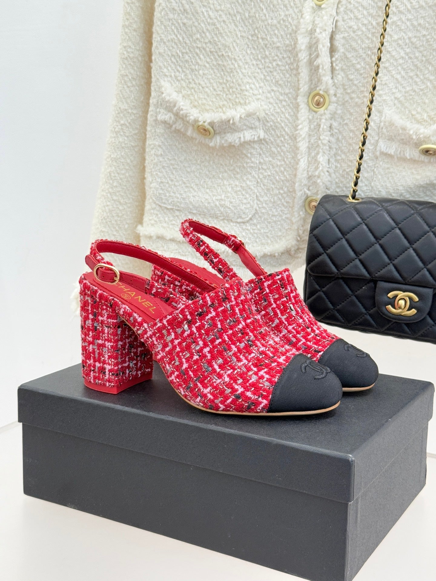 CC 26 Slingback Red Tweed Grosgrain 609986