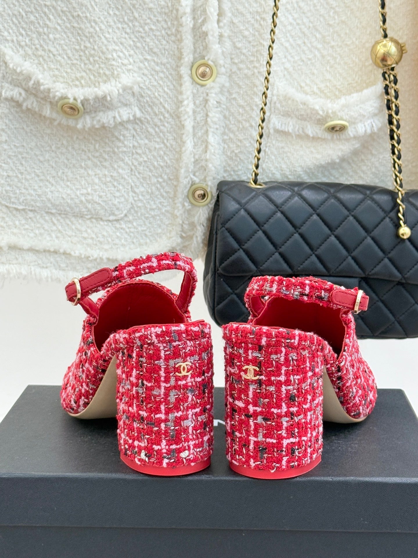 CC 26 Slingback Red Tweed Grosgrain 609986