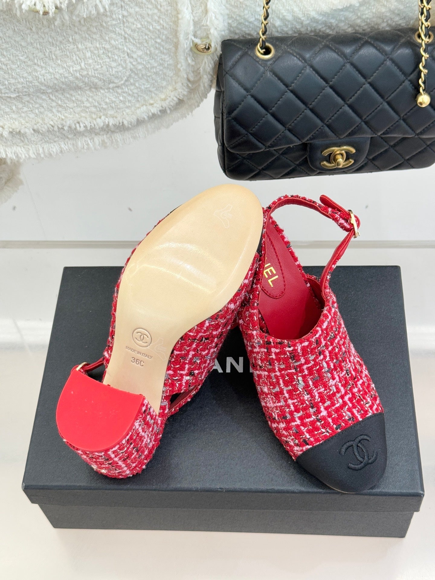 CC 26 Slingback Red Tweed Grosgrain 609986