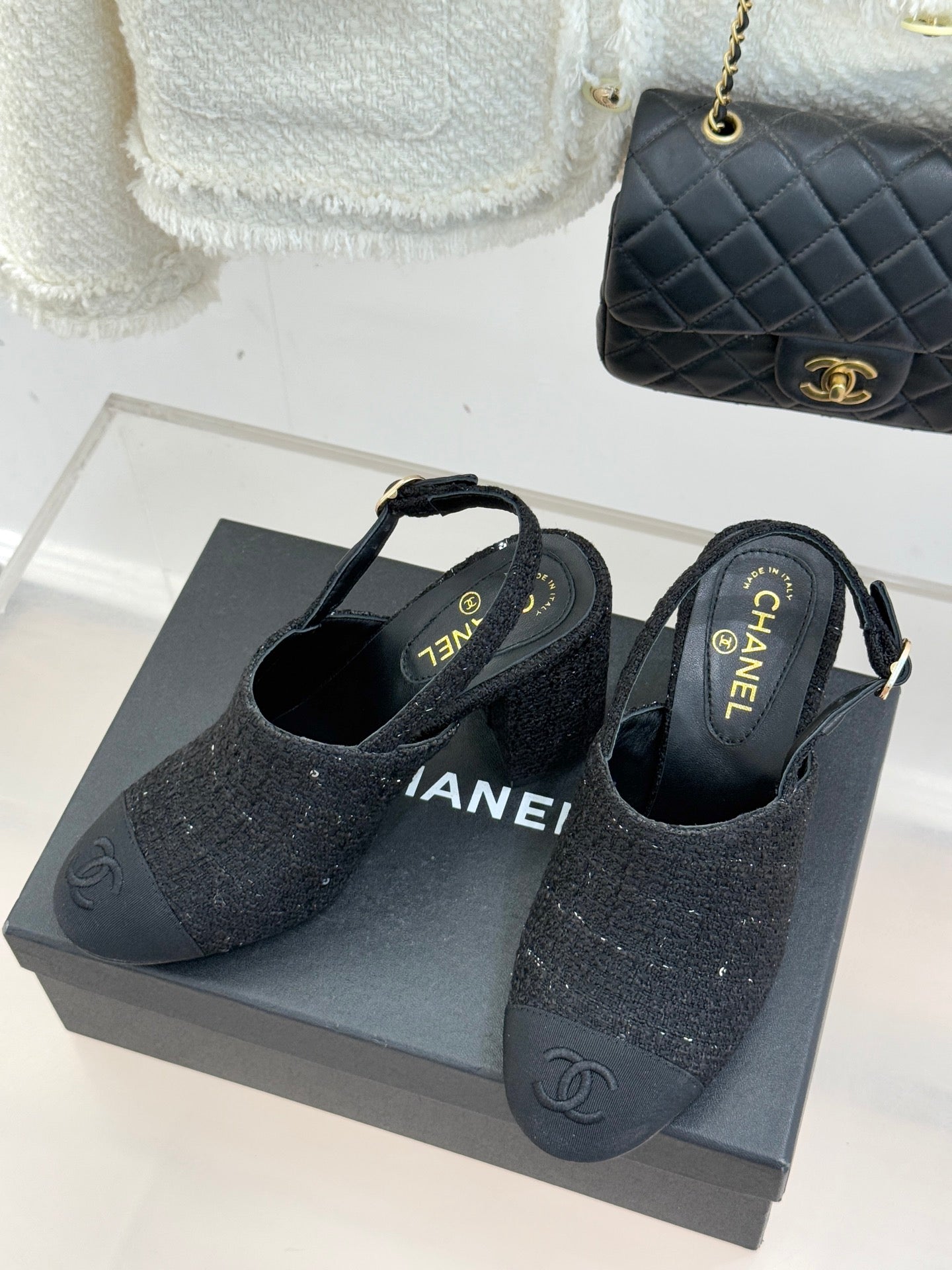 CC 26 Slingback Black Tweed Grosgrain 609988