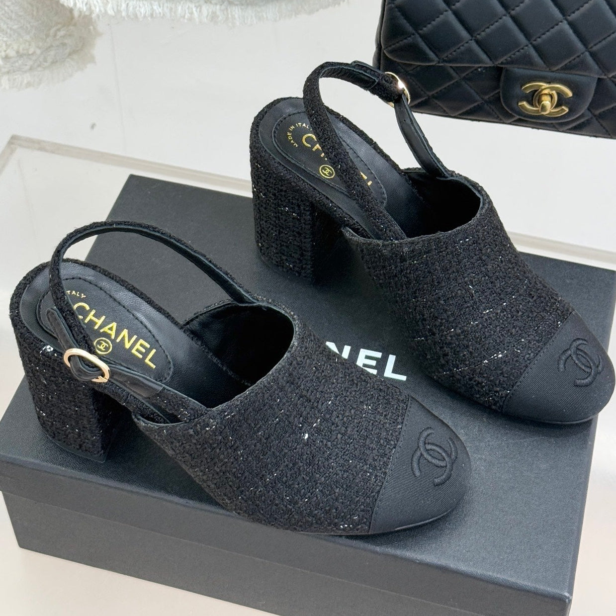 CC 26 Slingback Black Tweed Grosgrain 609988