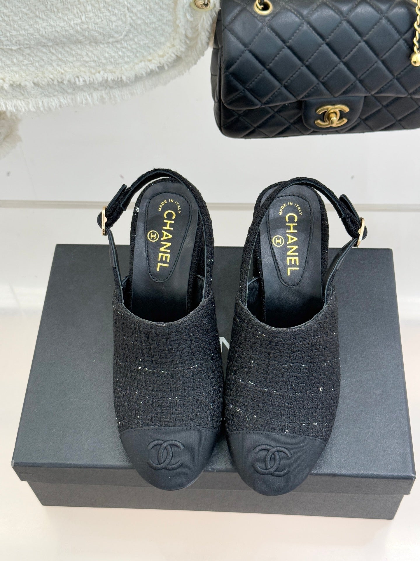 CC 26 Slingback Black Tweed Grosgrain 609988