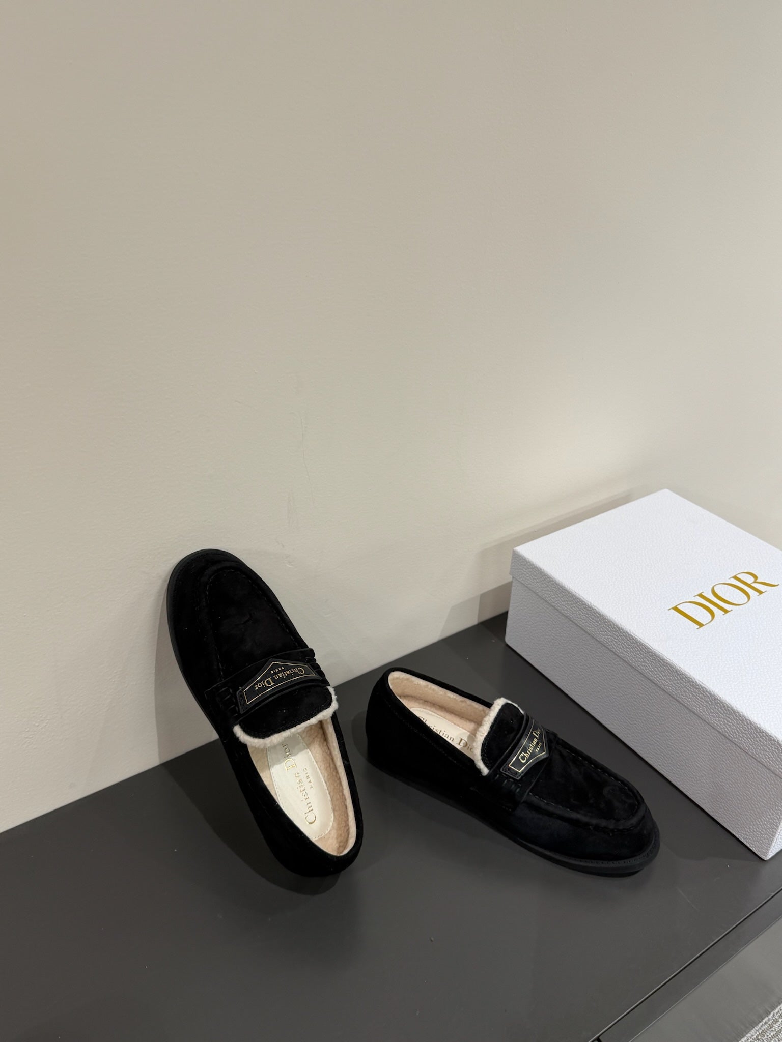 CD Loafers In Black Suede And Fleece Lining 109293