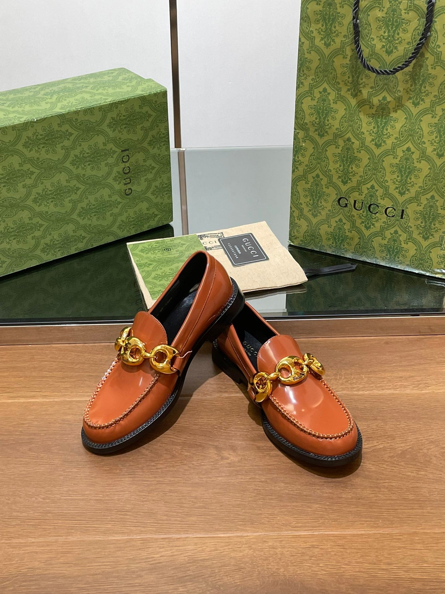 GG Marina Loafer Bronw Patent Calfskin