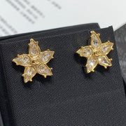 Chanel 2026 Full Diamond Double C Gold Five-Pointed Star Stud Earrings