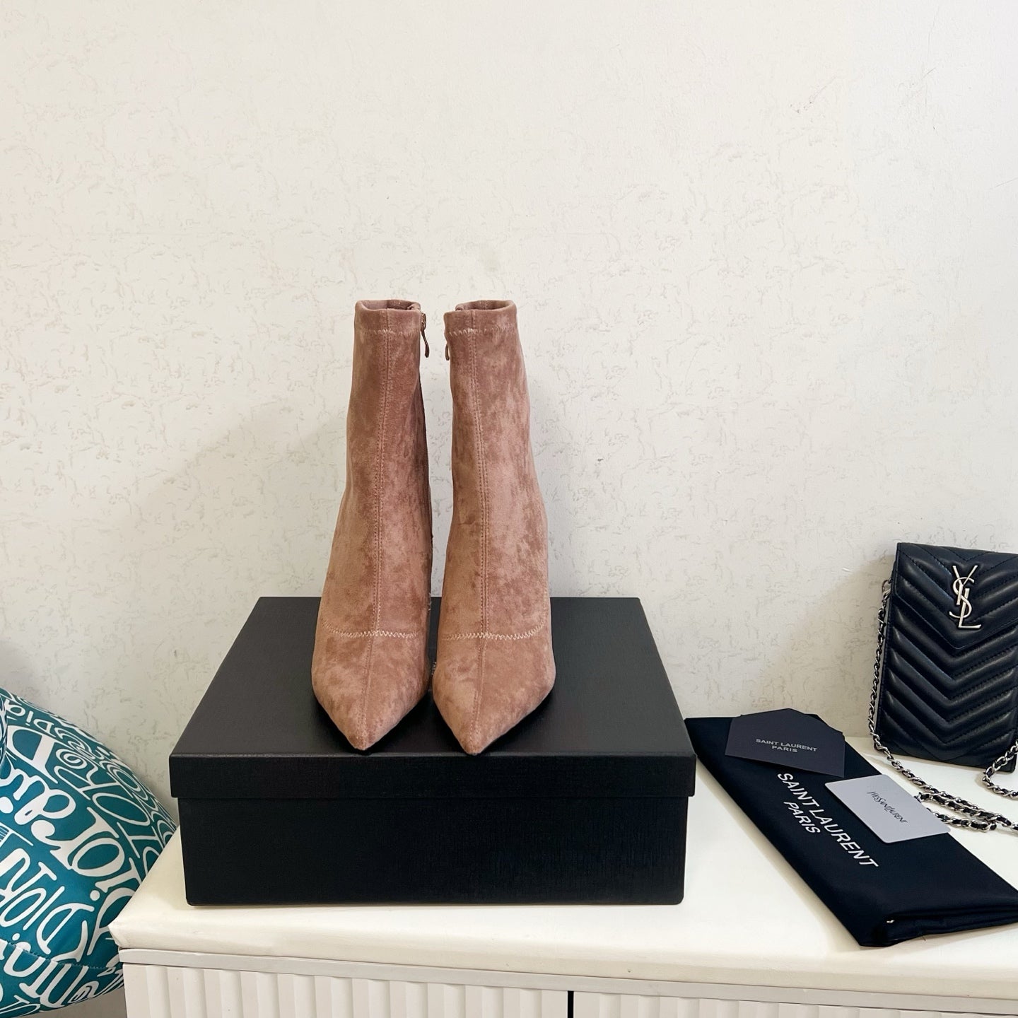 YSL 2025 Opyum 110mm Heel Ankle Boot Light Brown Suede 575012