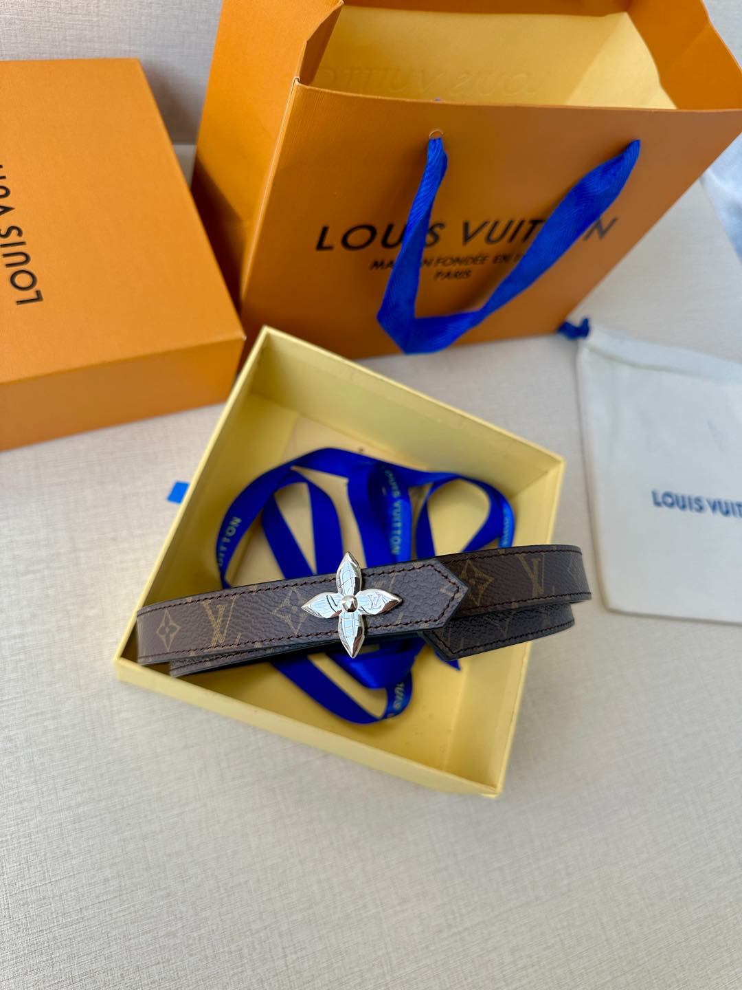 LV Flowergram 20mm Reversible Belt Pink Brown Calfskin