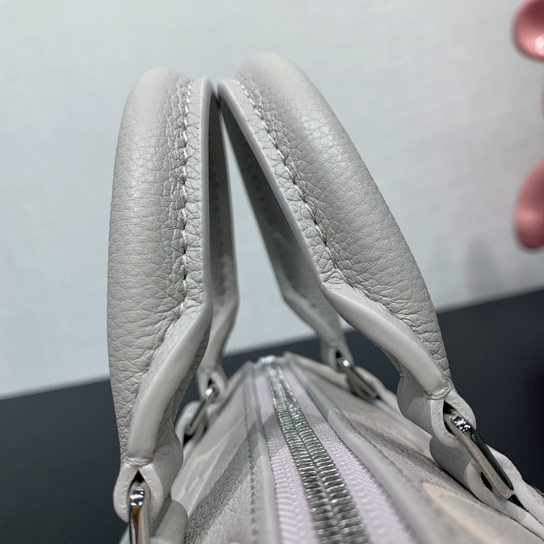 LV Speedy Bandouliere 20 Brume Gray Monogram Empreinte Leather 205495