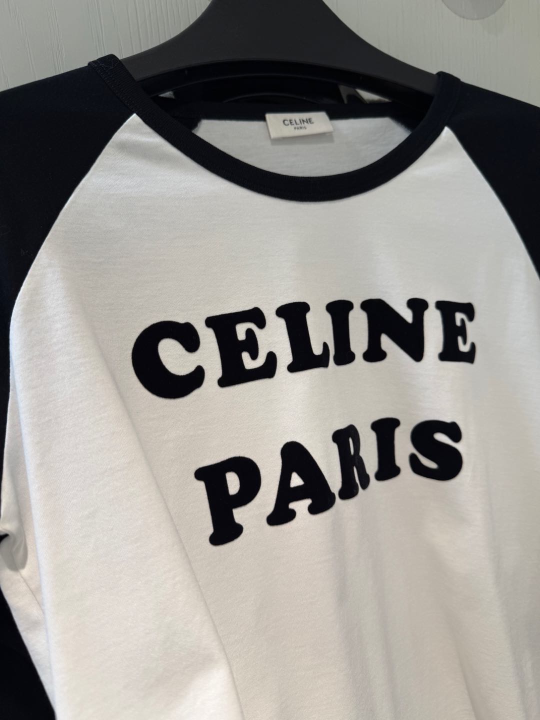 Celine 25 CELINE PARIS Long-sleeve T-shirt White mix Black Cotton