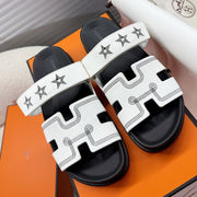 HM Chypre Sandal White Pattern Cowhide 205494