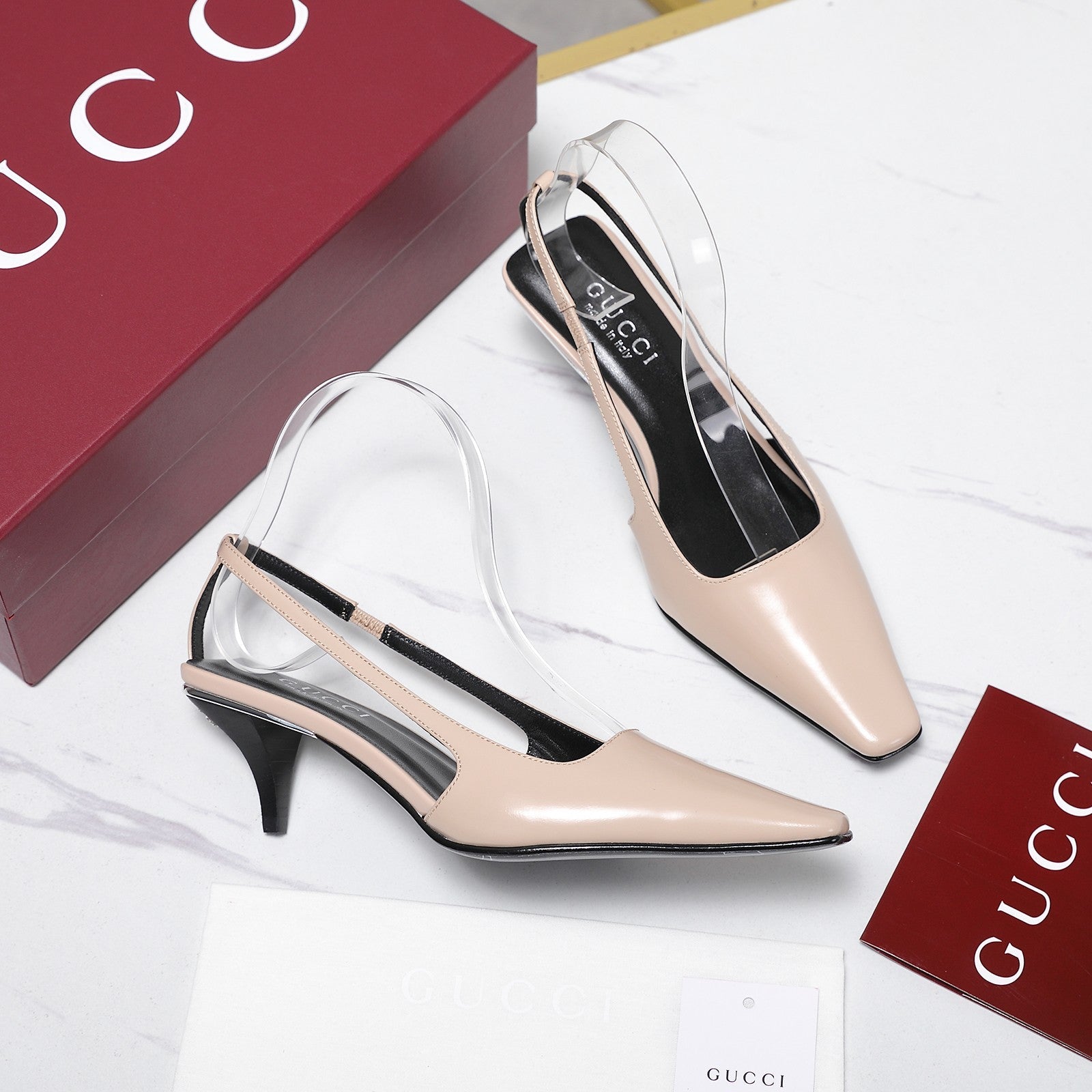 GG 26ss Slingback 60 Light Beige Sheepskin 601090