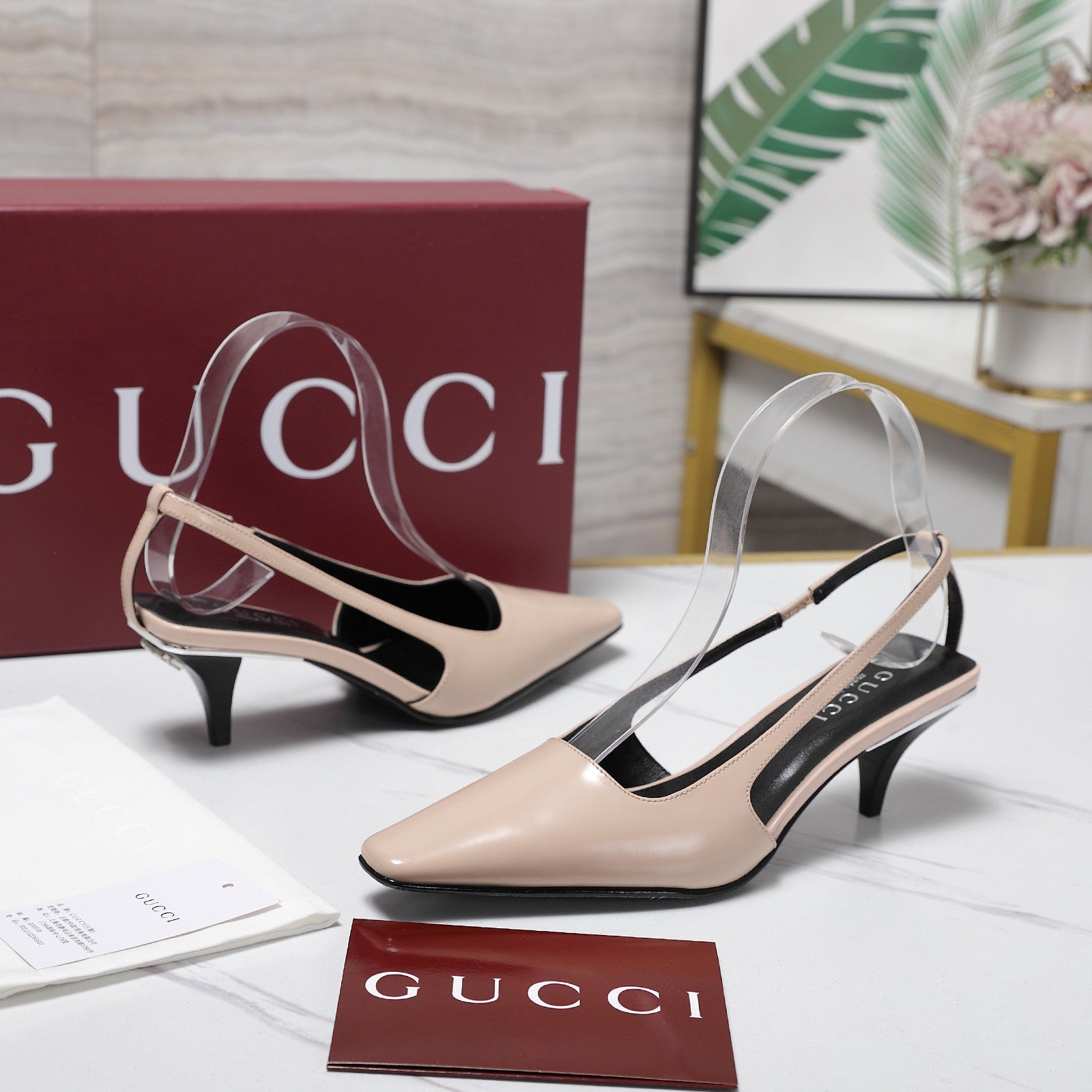 GG 26ss Slingback 60 Light Beige Sheepskin 601090