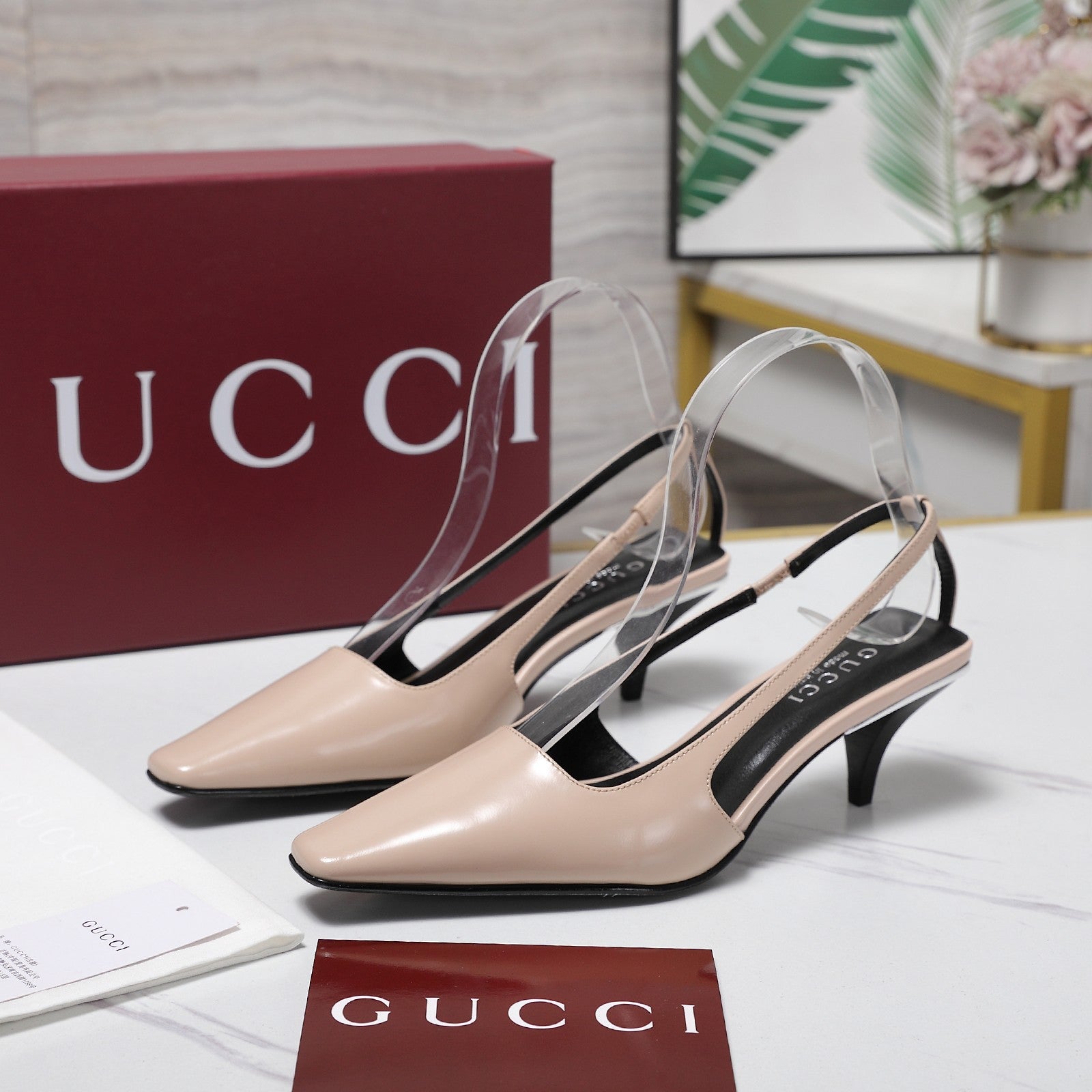 GG 26ss Slingback 60 Light Beige Sheepskin 601090