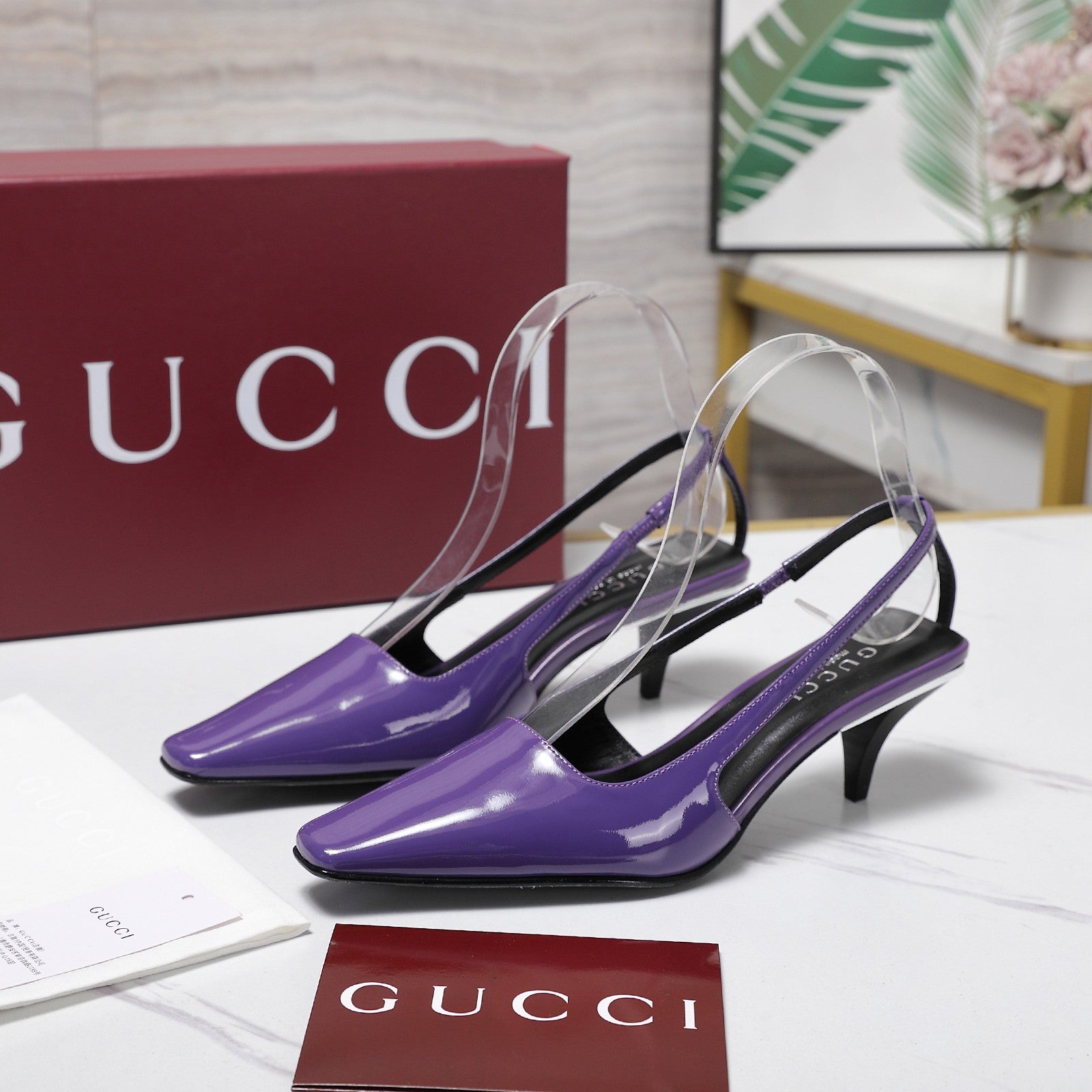 GG 26ss Slingback 60 Purple Sheepskin 601091
