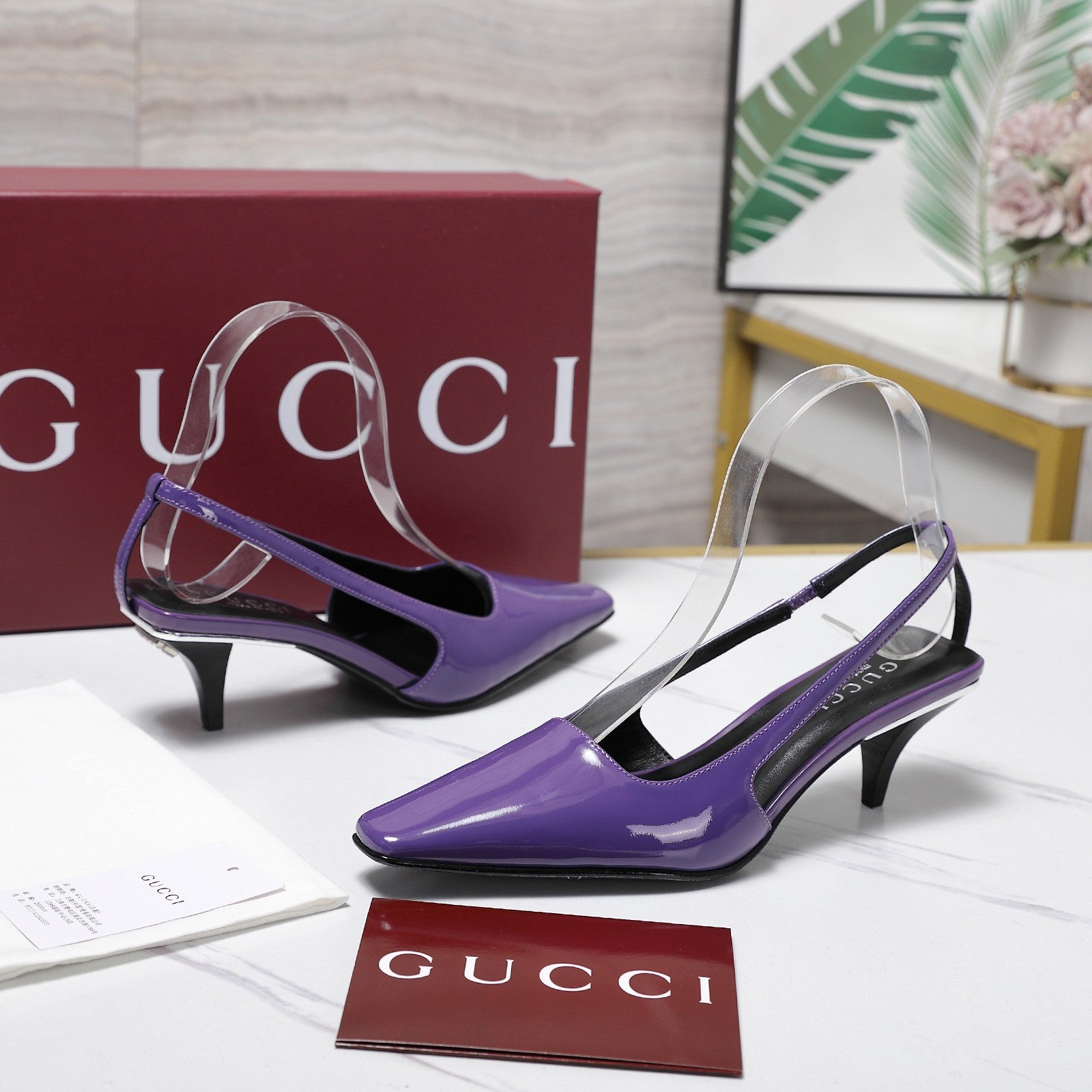 GG 26ss Slingback 60 Purple Sheepskin 601091