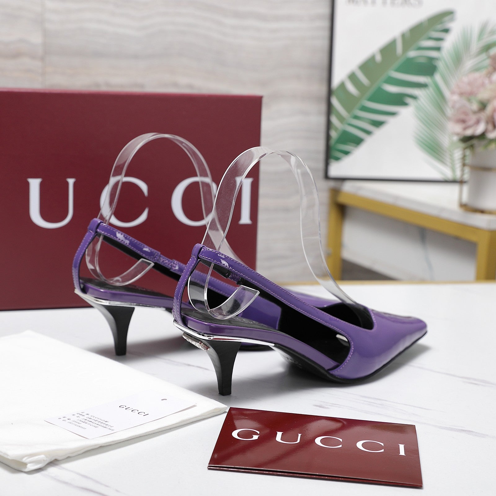 GG 26ss Slingback 60 Purple Sheepskin 601091