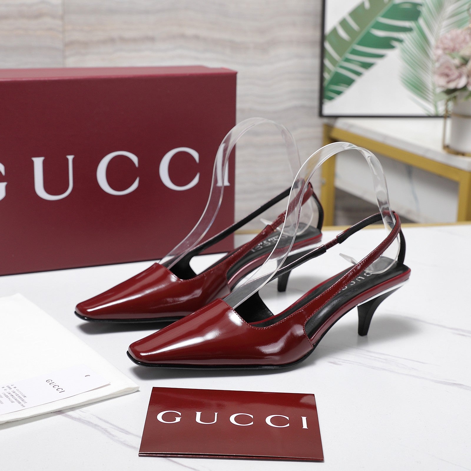 GG 26ss Slingback 60 Dark Red Sheepskin 601092