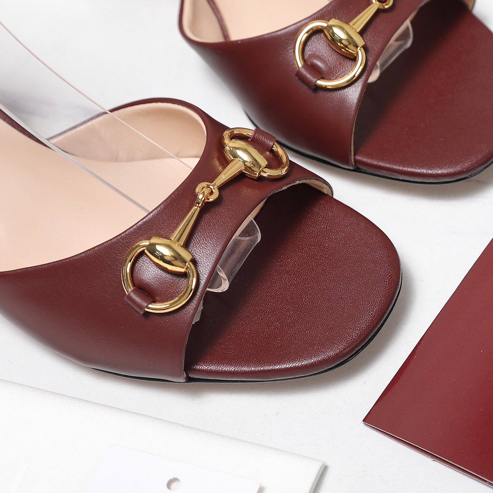 GG 26ss Sandals 55 Burgundy Beige Sheepskin 601097