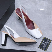 Chanel 2026 High-Heeled Slingback 85mm Beige White Suede Leather 758407