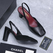 Chanel 2026 High-Heeled Slingback 85mm Black Suede Leather 758410