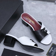 Chanel 2026 High-Heeled Sandals Black White Suede Leather 758416