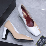 Chanel 2026 High-Heeled Pump 85mm Beige-White Suede Sheepskin 758423