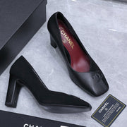 Chanel 2026 High-Heeled Pump 85mm Black Suede Sheepskin 758426