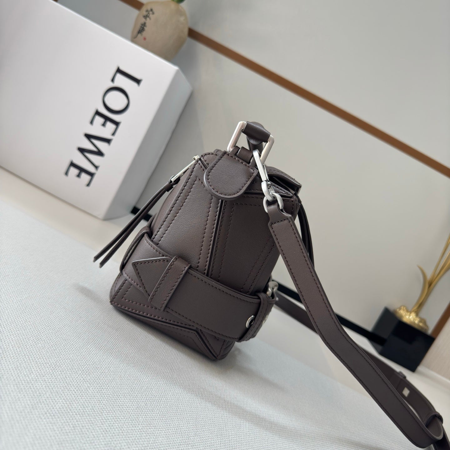 Loewe 2025 Puzzle Biker Bag Dark Brown Cowhide 274648