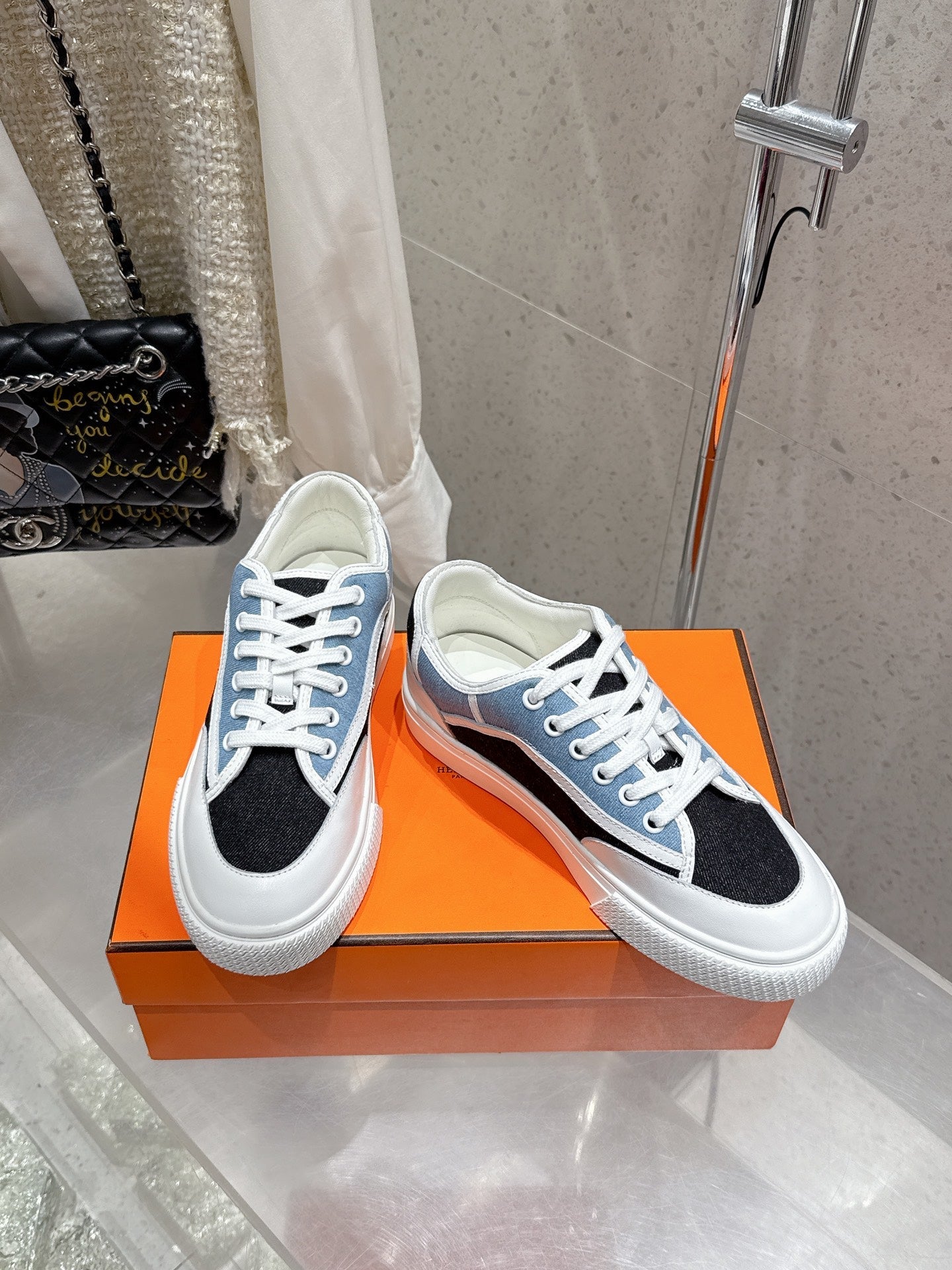 HM Get Sneaker Multicolore Bleu Brut Denim and Calfskin 204760