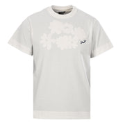 Fendi 2026 Men's  Floral Embroidered T-Shirt Cream Pure Cotton 827722