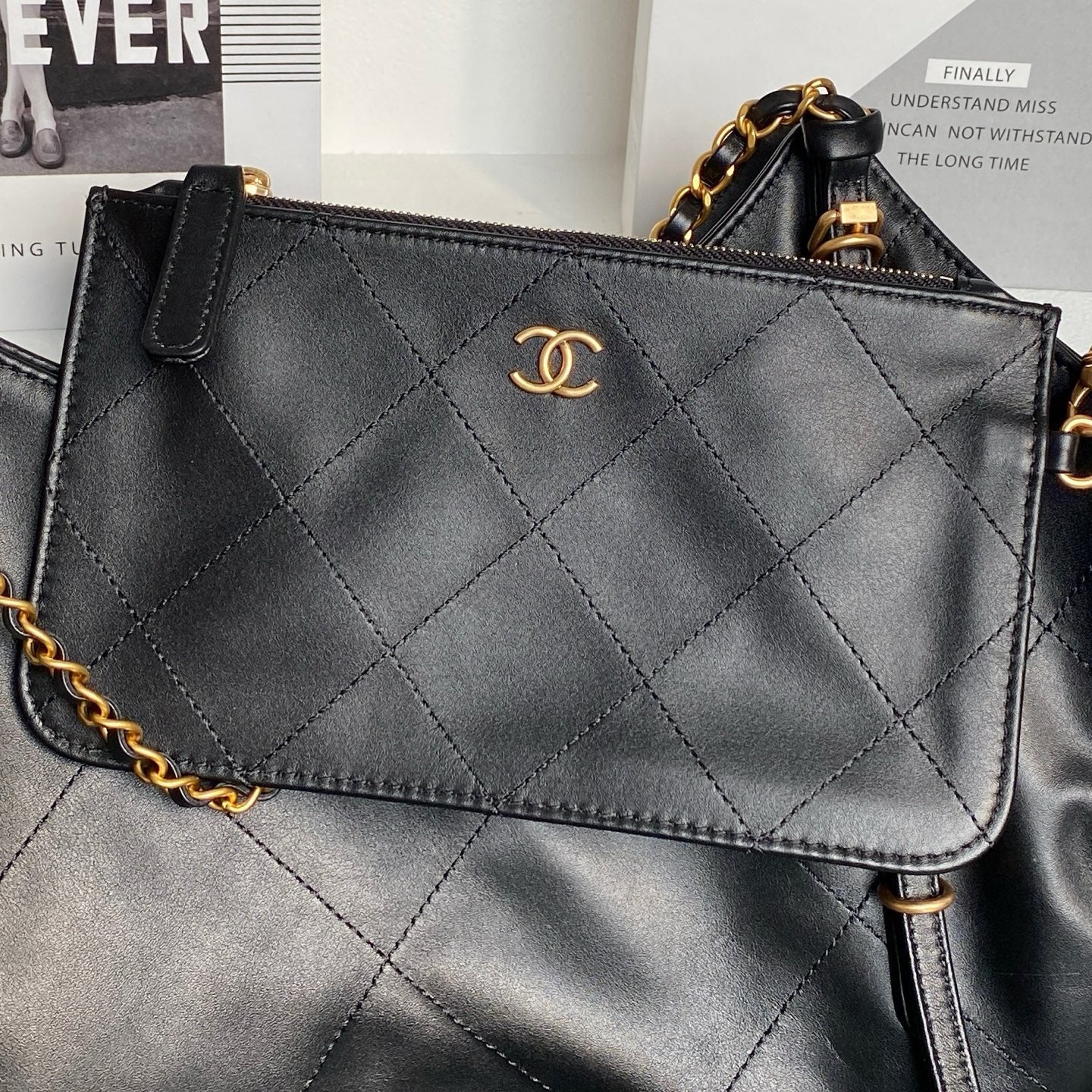 Chanel 2025 Maxi Hobo Bag 47cm Black Soft Calfskin 322113