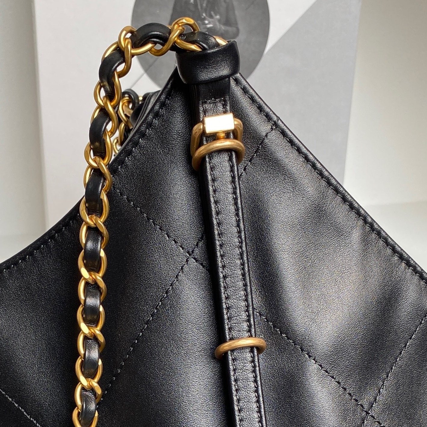 Chanel 2025 Maxi Hobo Bag 47cm Black Soft Calfskin 322113