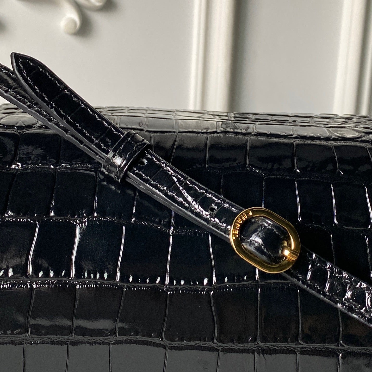 Chanel 2026 Crocodile Embossed Maxi Bag 39cm Black Calfskin