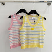 Chanel 2026 Striped Knit Vest Tencel Nylon 316878