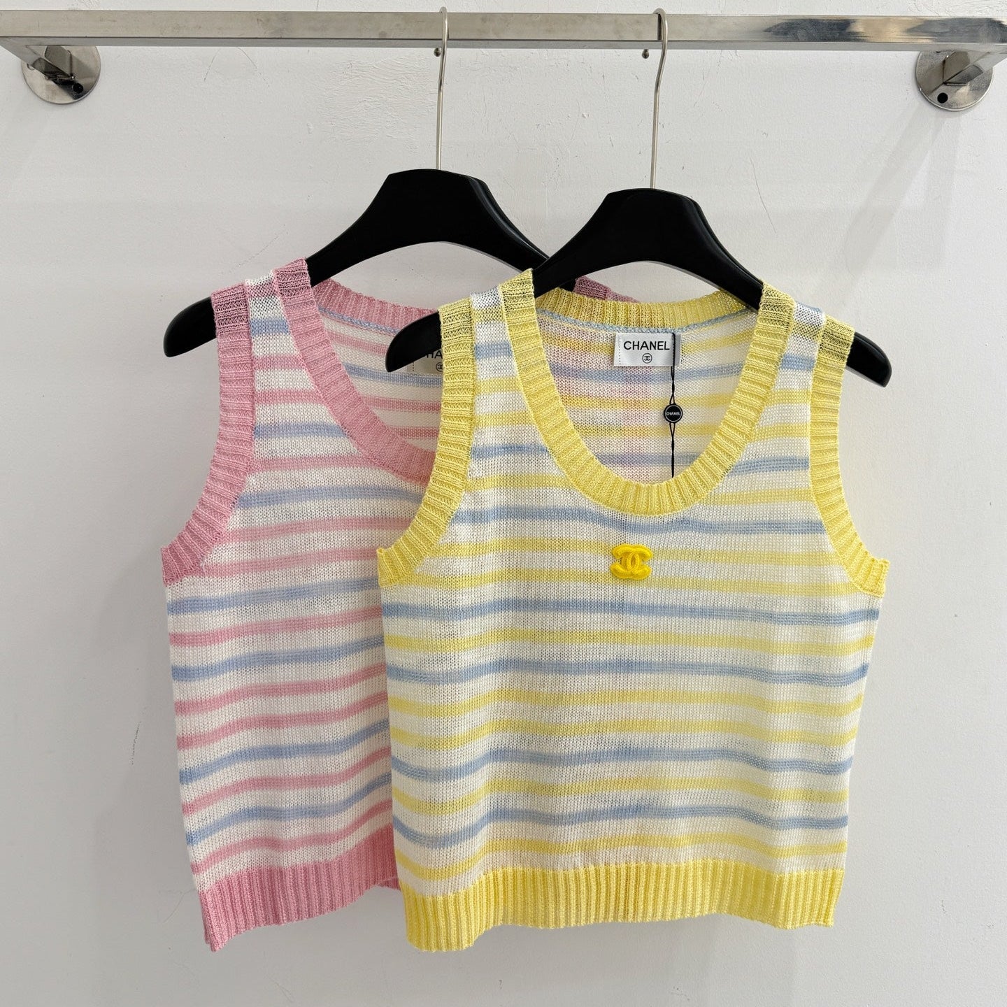 Chanel 2026 Striped Knit Vest Tencel Nylon 316878