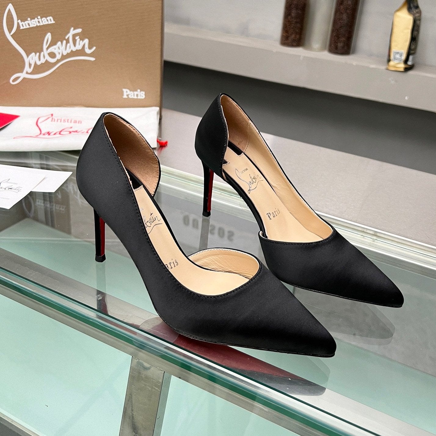 Cl Iriza 85mm Pumps Crepe Satin Black