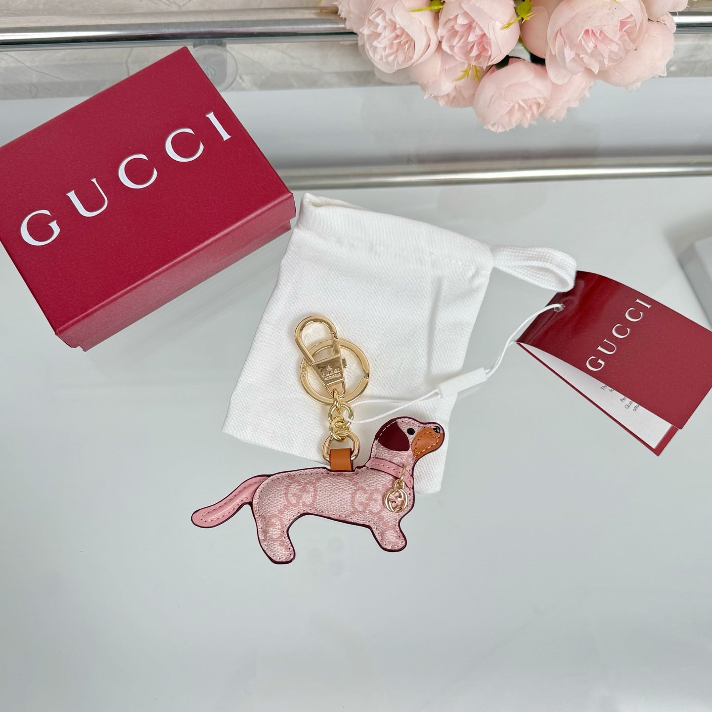 Gucci Dog-shaped  Light Pink Bag Charm