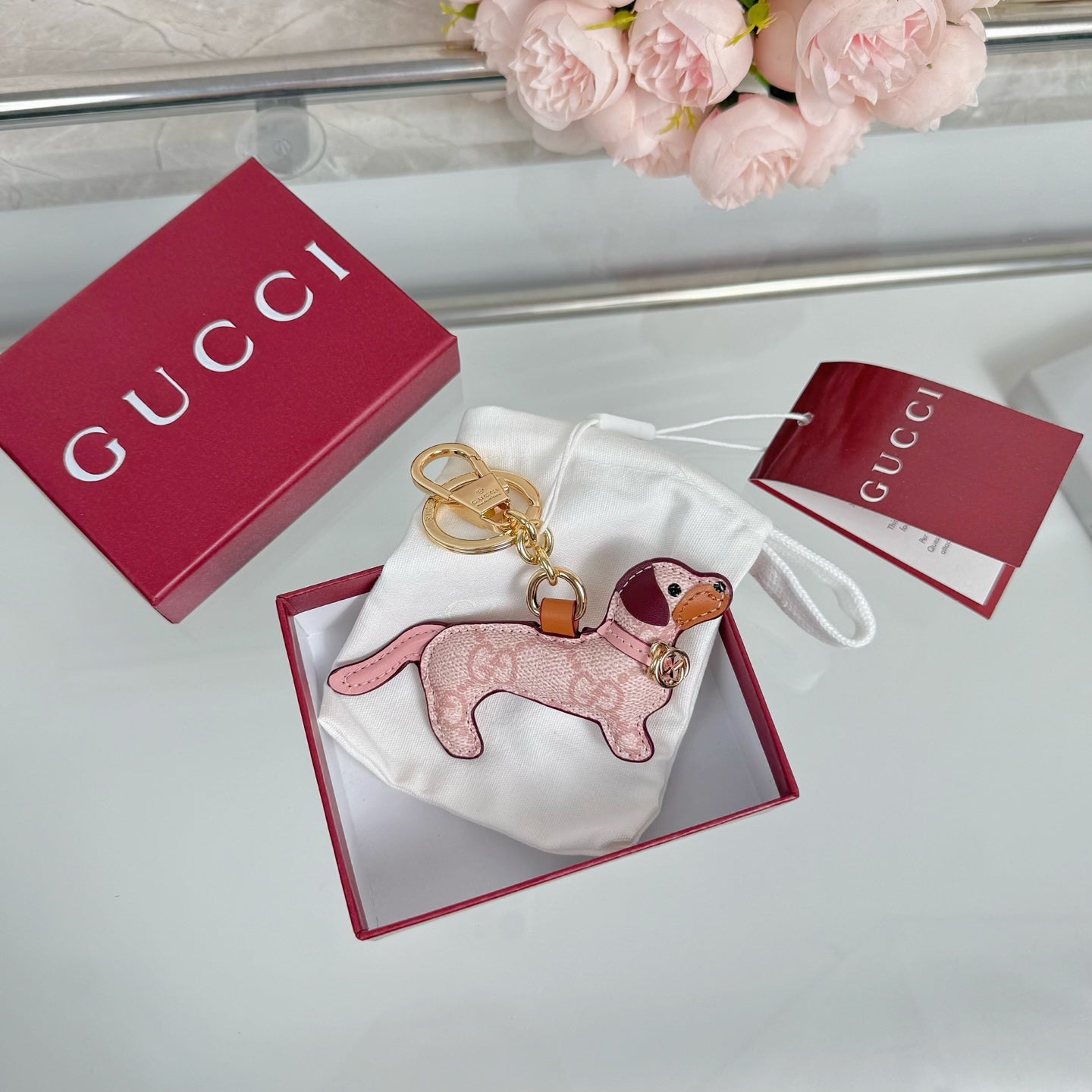 Gucci Dog-shaped  Light Pink Bag Charm