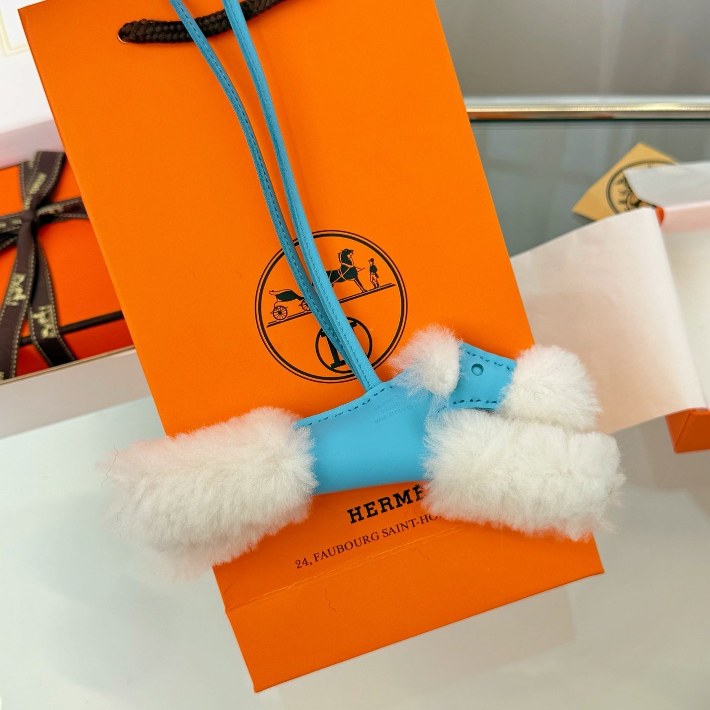 Hermes Budy Charm Leather Wool