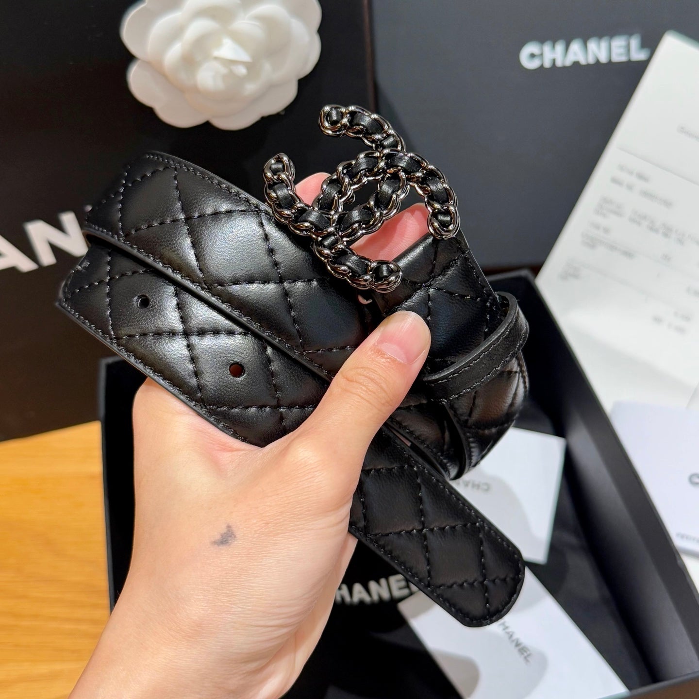Chanel 2026 Quilted Belt 30mm Sheepskin