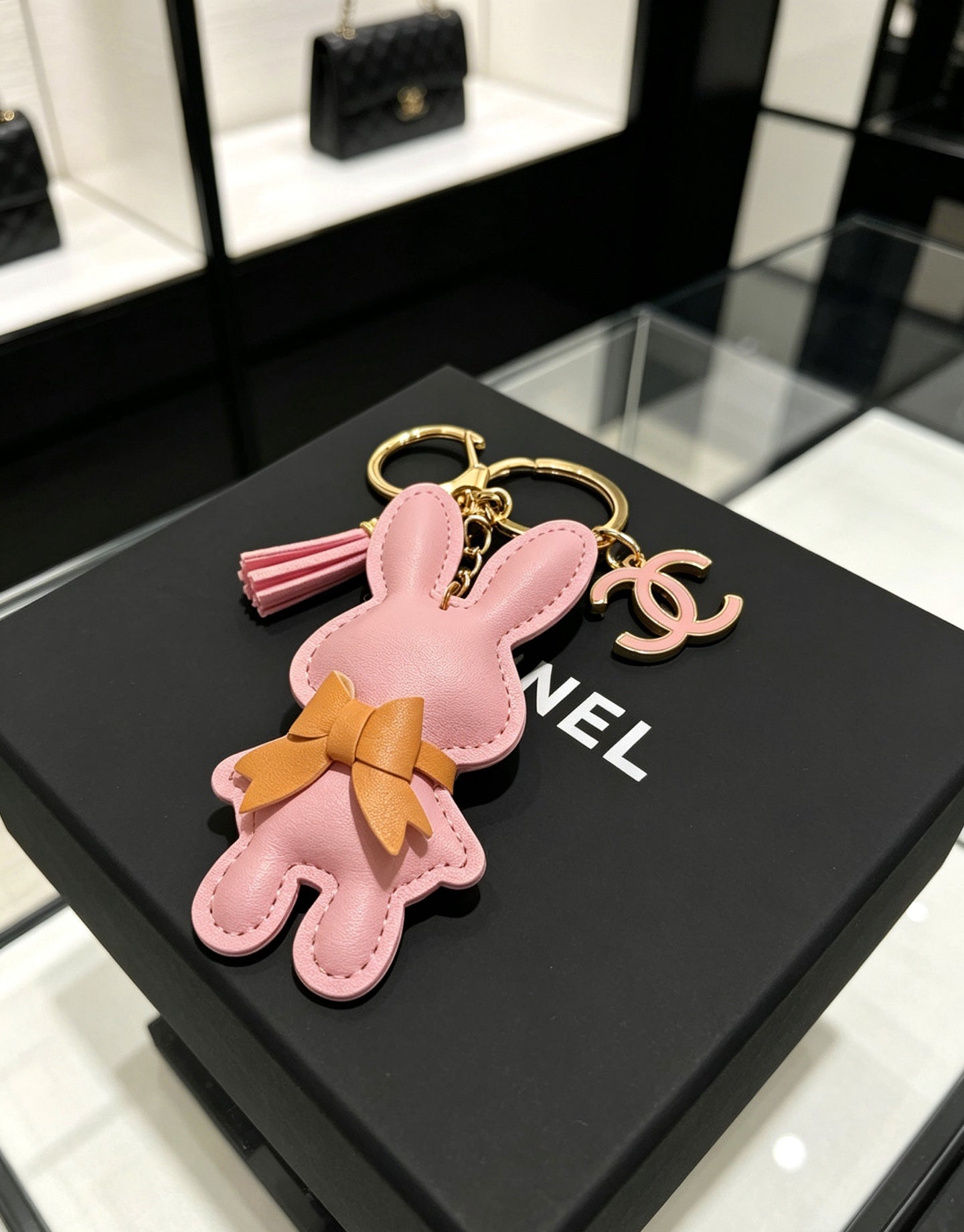 Chanel Pink Rabbit Charm Leather