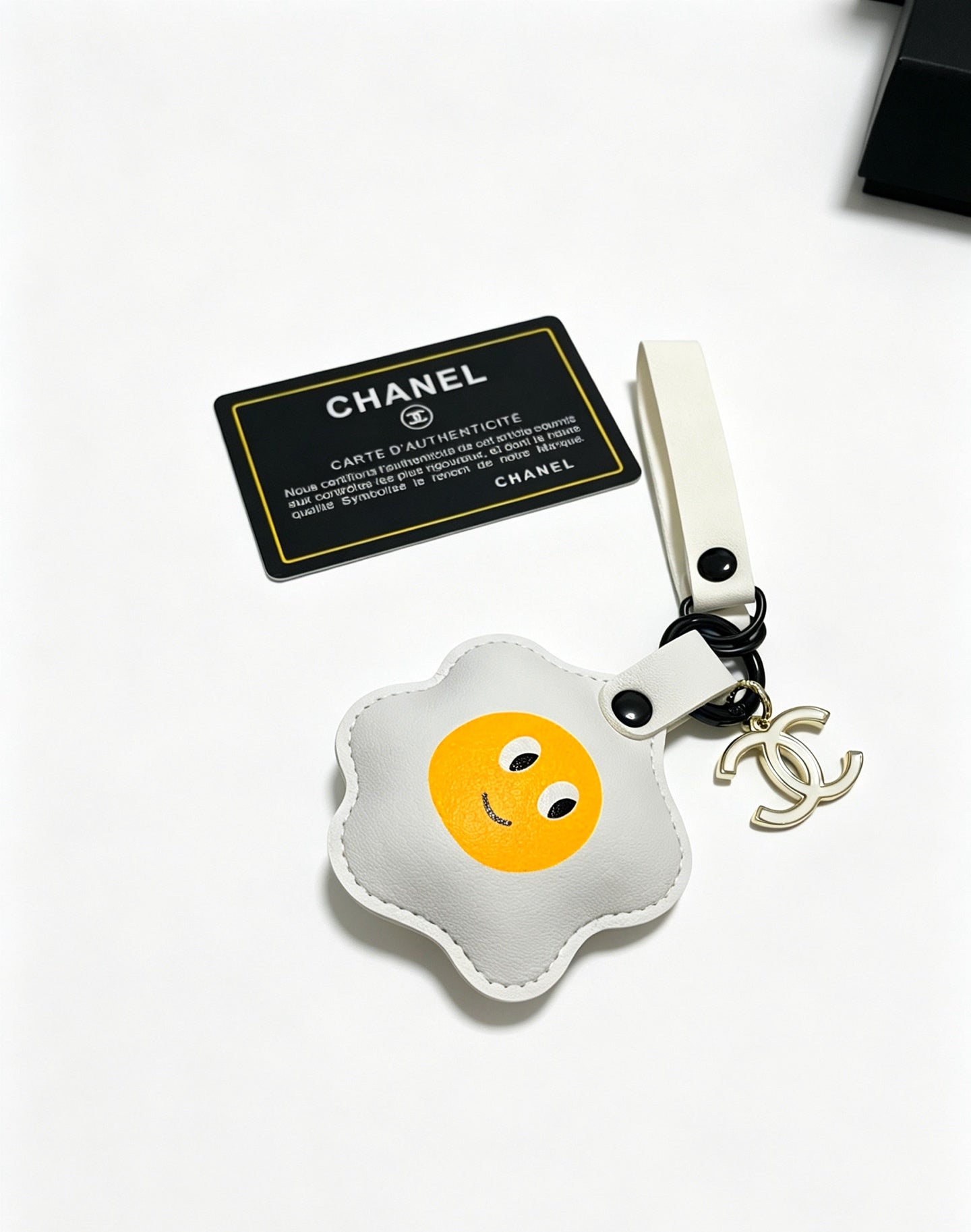 Chanel Fried Egg-shaped Charm Leather