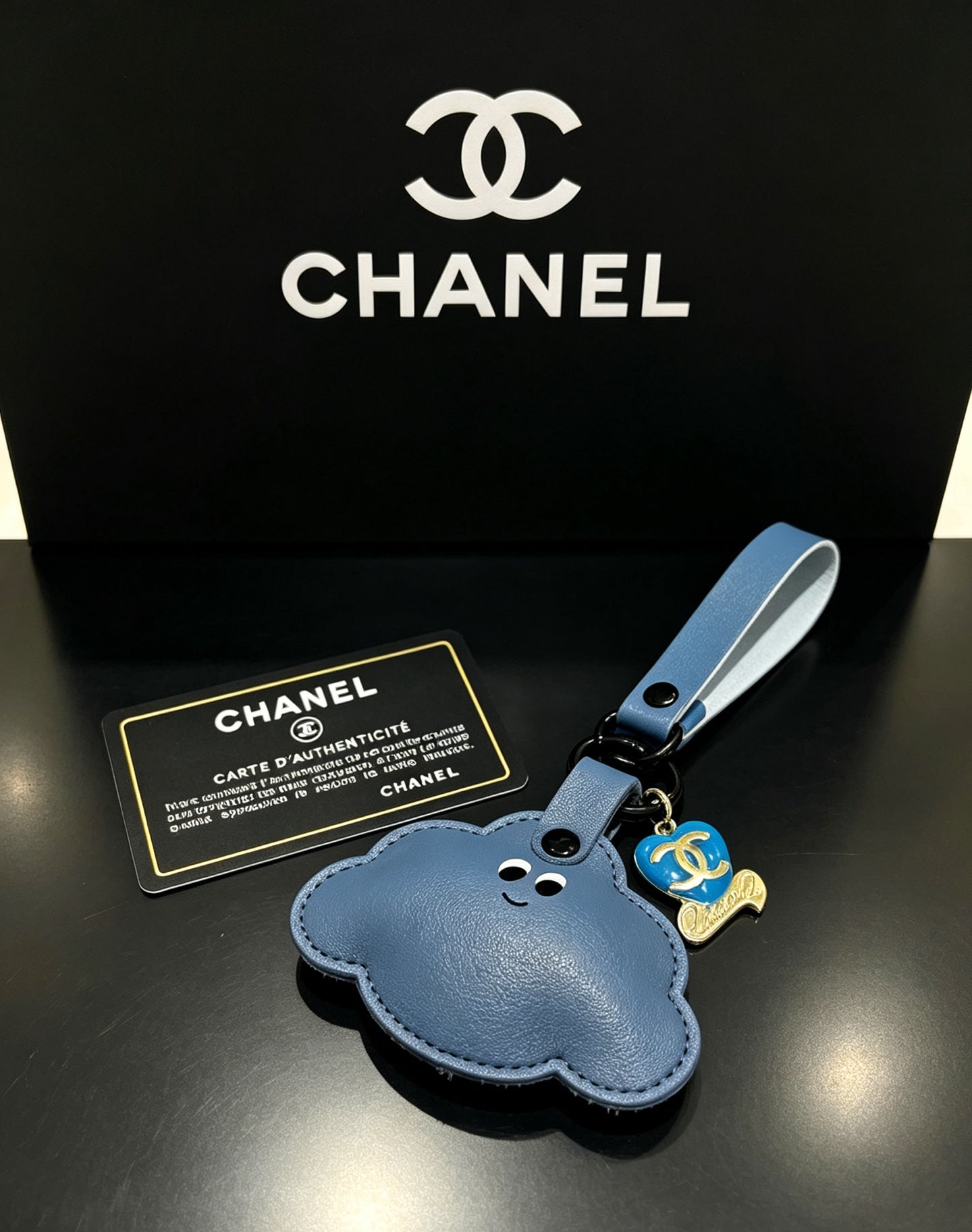 Chanel Blue Cloud-shaped Charm Leather