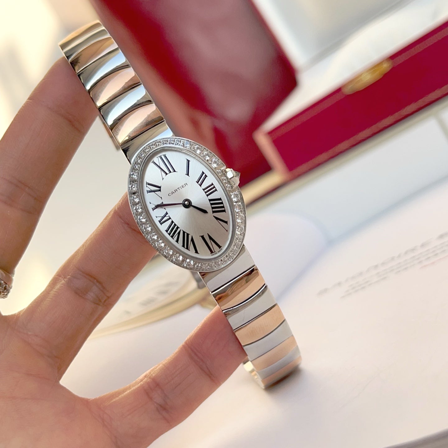 Baignoire 23mm Pink Gold Diamond Bezel