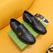 GG Men's Loafer Black Embossed Cowhide 528261