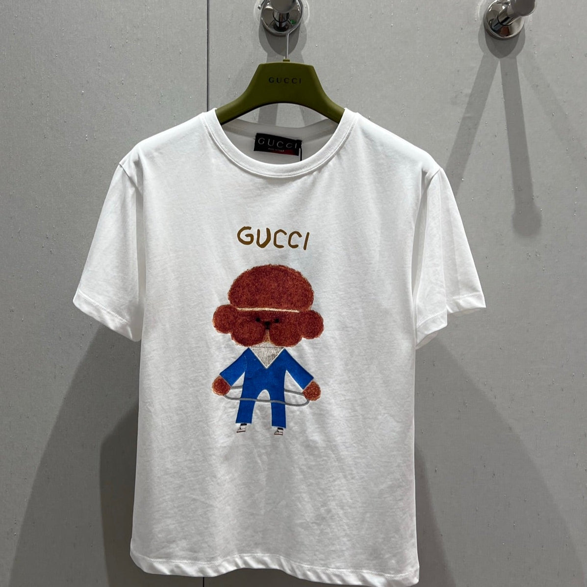 Gucci 25 Cartoon Fun Teddy Print Short-sleeved T-shirt White Cotton 215692