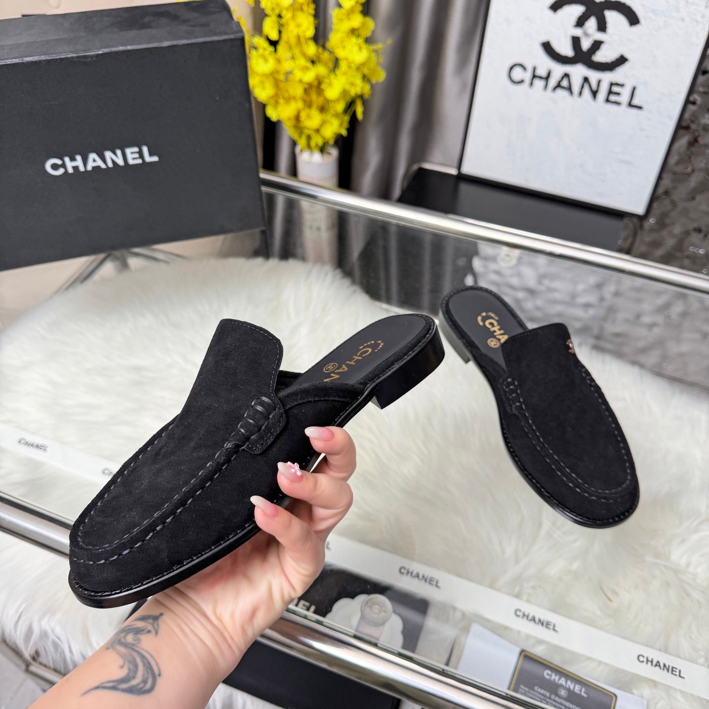 CC 26 Mule Black Suede Calfskin 3608718