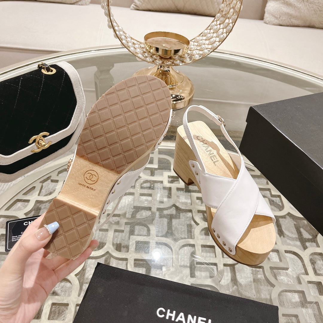 platform sandal 90 cross white calfskin