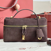 LP 2026 Extra Bag L23 Dark Chocolate Licorice Calfskin With Gold Hardware
